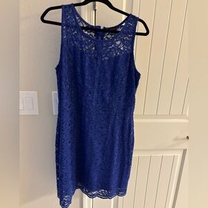 Blue Lace Sleeveless Dress